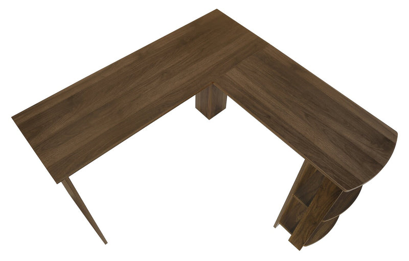 Eason 47\" L-Shaped Office Desk with Shelf - Walnut