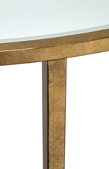 Copia 50\" Traditional Glass Top Sofa Table - Silver and Gold with Metal Base