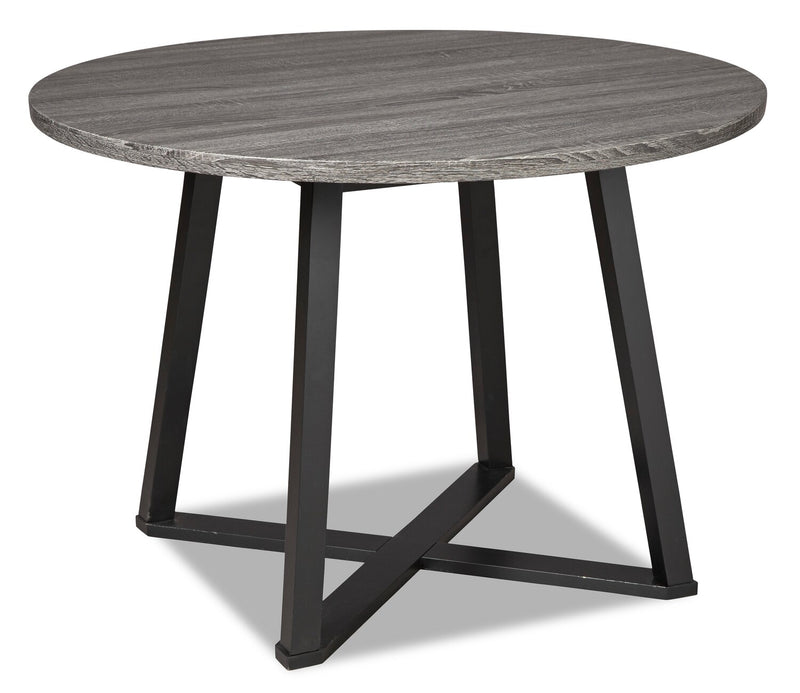 Cole Dining Table, Metal, Melamine, Geometricl Base, 42\"W Round - Grey