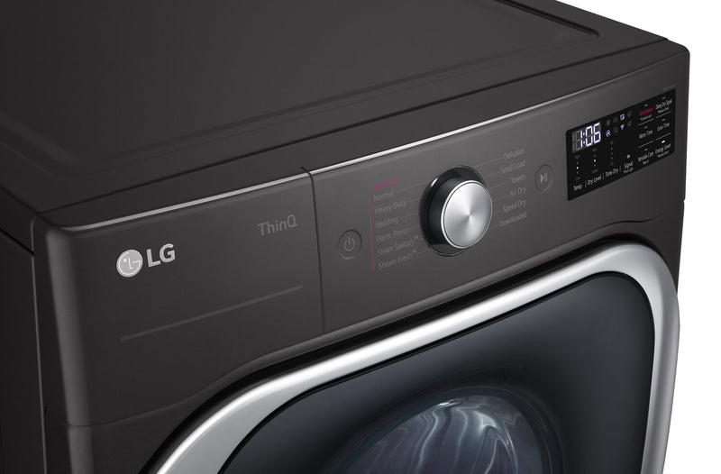 LG 9 Cu. Ft. Smart Electric Dryer with Steam - Black Steel - Stackable - DLEX8900B