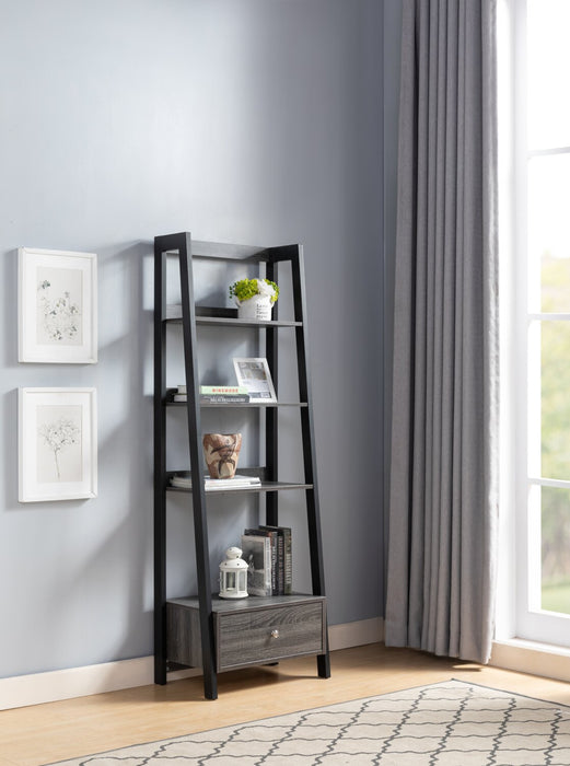Eden 24\" Ladder Style Open Bookcase with Drawer - Grey