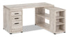 Rickey 60\" L-Shaped Corner Office Desk with 3-Drawers & Shelving - Natural