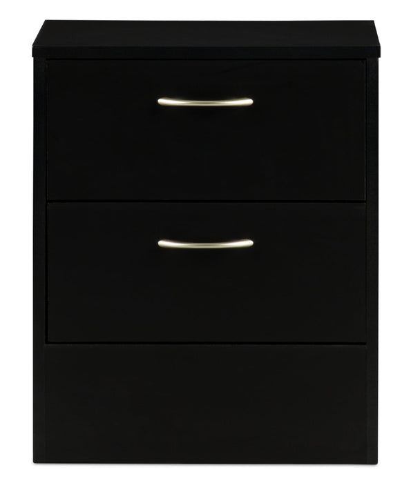 Arlo Bedside 2-Drawer Nightstand, 18.3\"W x 22\"H, Made in Canada - Black