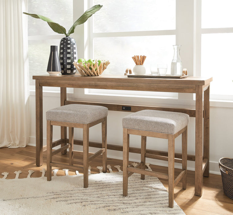 Rhett 66\" Modern Sofa Table with Shelf - Light Brown Oak