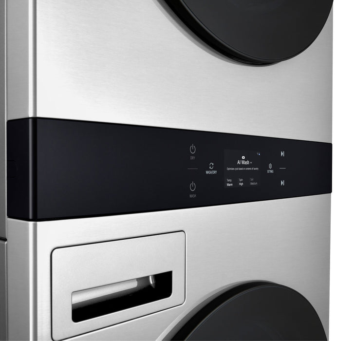 LG Studio 5.8 Washer/7.4 Dryer Cu. Ft. Front-Load High-Efficiency Steam Washtower™ - Nobel Steel - SWWE50N3
