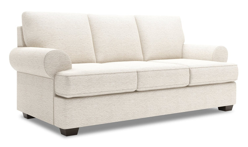 Made in Canada Customizable Sofa Lab Roll 86\" Chenille Fabric Sofa with Rolled Arms - Luxury Sand Beige