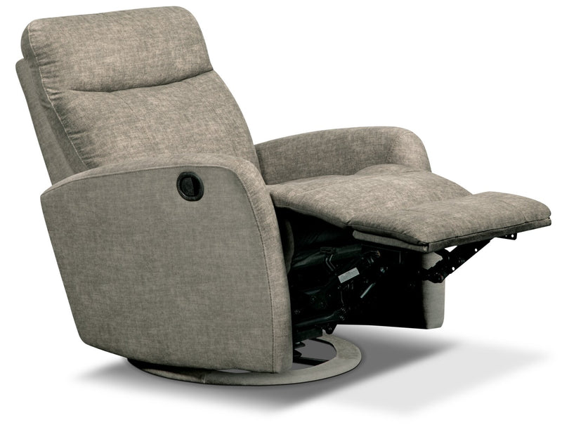 Jeffry 30.3\" Velvet Fabric Swivel Glider Reclining Chair - Stone Beige