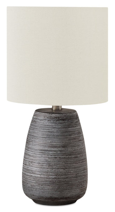 19\" Grey Textured Ceramic Table Lamp