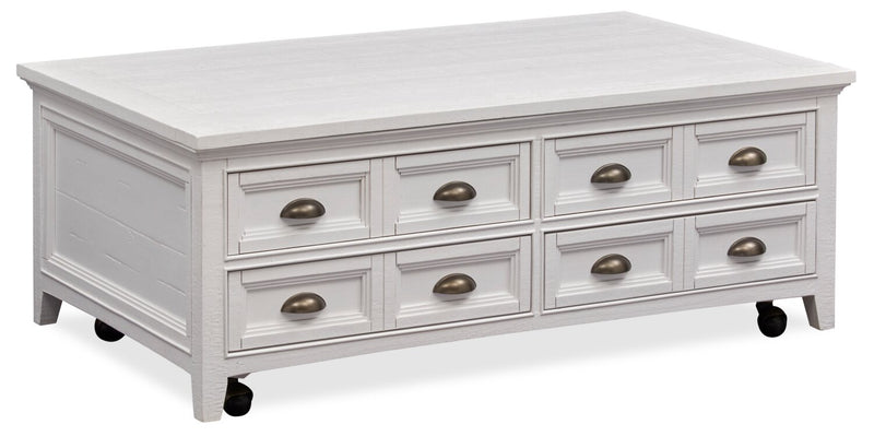 Heron Cove 50\" Traditional Lift Top Coffee Table with Storage and Casters - White Pine