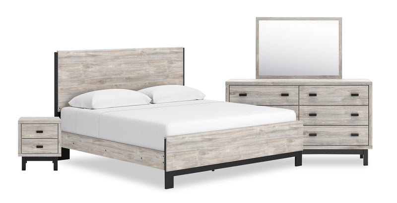 Zen 6pc Bedroom Set with Bed, Dresser, Mirror & Nightstand, Light Grey - King Size
