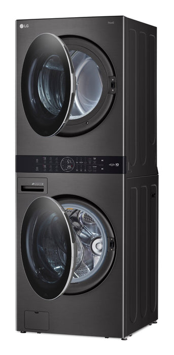 LG 5.2 Washer/7.4 Dryer Cu. Ft. Front-Load High-Efficiency Steam Washtower™ - Black Steel - WKGX201HBA
