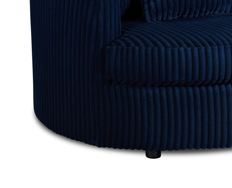 Made in Canada Grande 48\" Chenille Fabric Cuddler Accent Chair - Groove Midnight Blue