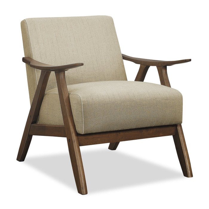 Kyra 28.5\" Linen-Look Fabric Accent Chair with Curved Arms and Wood Frame - Taupe