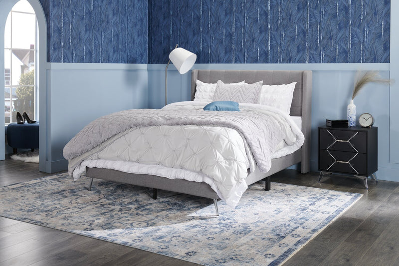 Beau Bedside 2-Drawer Nightstand, 21.7\"W x 24.6\"H, Modern - Black & Silver