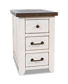 Morgan 16\" Rustic Powered Chairside Table with Storage - White with Reclaimed Wood