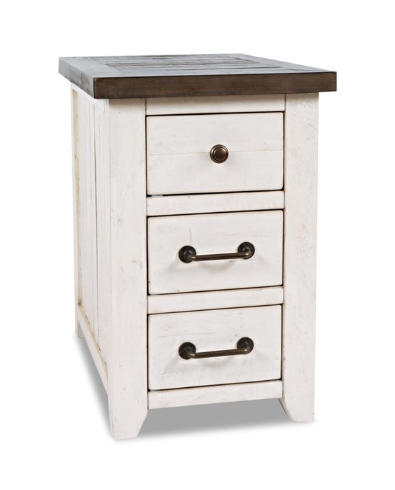 Morgan 16\" Rustic Powered Chairside Table with Storage - White with Reclaimed Wood
