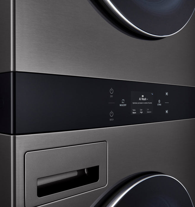 LG 5.8 Washer/7.4 Dryer Cu. Ft. Front-Load High-Efficiency Steam Washtower™ - Black Steel - WKEX300HBA