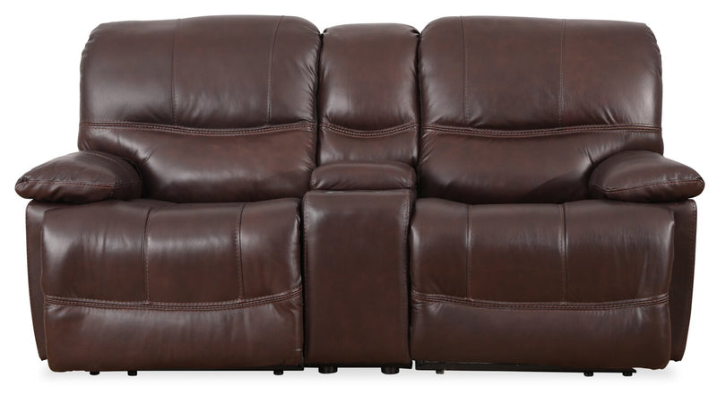 Franco 79\" Genuine Leather Zero Gravity Power Reclining Loveseat with Storage Console and USB Ports - Brown