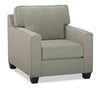 Made in Canada Sawyer 35\" Linen-Look Fabric Chair with Reversible Cushions and Track Arms - Light Grey