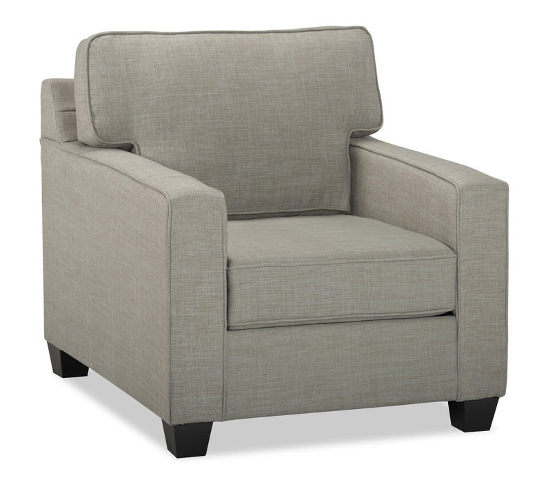 Made in Canada Sawyer 35\" Linen-Look Fabric Chair with Reversible Cushions and Track Arms - Light Grey