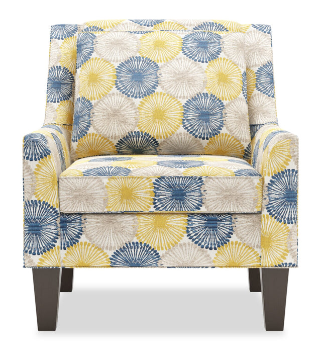 Made in Canada Sofa Lab Customizable Club 29\" Fabric Accent Chair with Wood Legs - Sunshine Multicolour