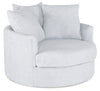 Made in Canada Grande 48\" Chenille Fabric Cuddler Accent Chair - Teddy Star Grey