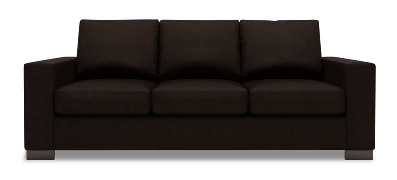Made in Canada Customizable Sofa Lab Track 85\" Chenille Fabric Sofa Bed with Track Arms -  Luxury Chocolate Brown