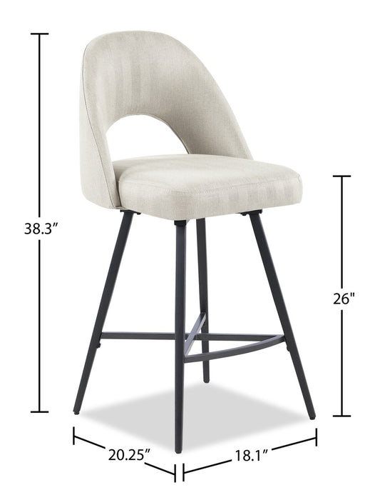 Elijah Counter-Height Stool with Swivel Seat, Linen-Look Fabric, Metal - Taupe