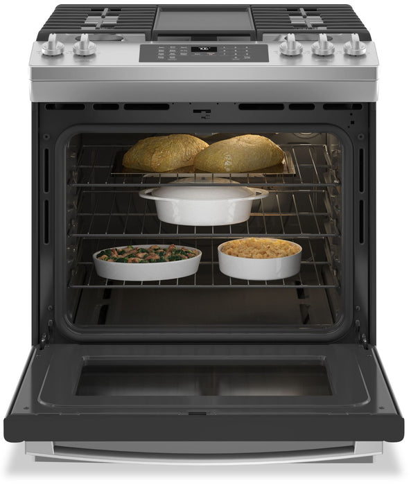 GE 5.6 Cu. Ft. Gas Range with Convection and Air Fry - Stainless Steel - JCGS760SPSS