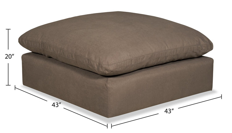 Eclipse Modular 43\" Linen-Look Fabric Ottoman with Feather Down Cushion - Slate Brown