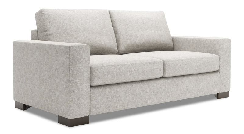 Made in Canada Customizable Sofa Lab Track 75\" Chenille Fabric Condo Size Sofa with Track Arms - Luxury Silver