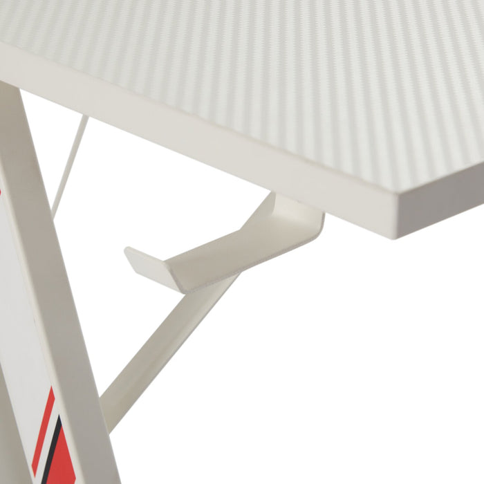 Sparta 48\" Gaming Office Desk with Raised Monitor Shelf - White with Black & Red Accents