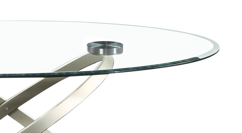 Vikki 48\" Modern Oval Glass Top Coffee Table - Glass with Metal Base