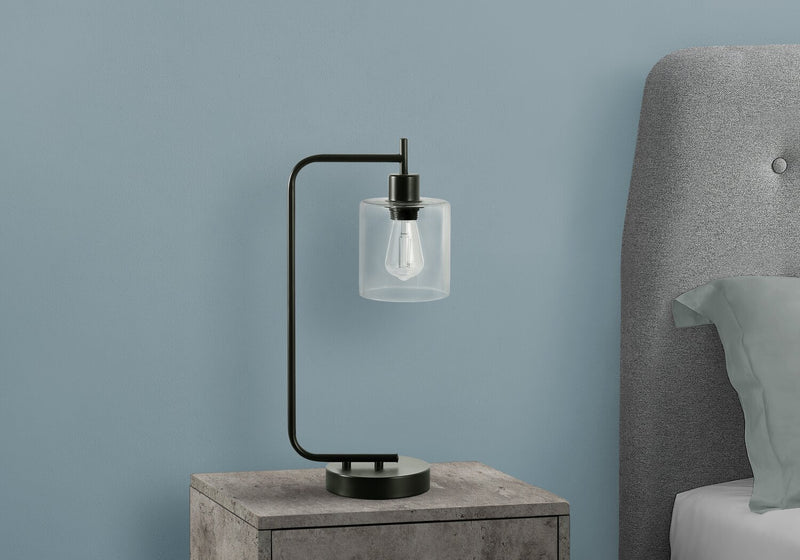 20\" Black Metal Table Lamp with USB Charging