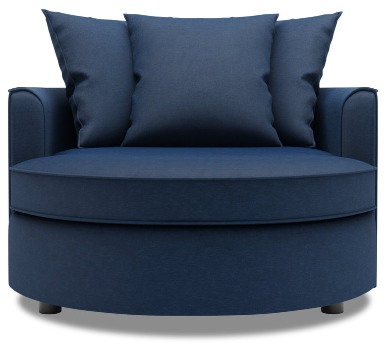 Made in Canada Sofa Lab Customizable Cuddler 48\" Linen-Look Fabric Accent Chair - Pax Navy Blue