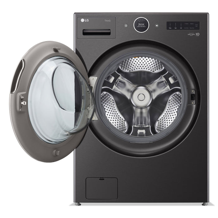 LG 5.8 Cu. Ft. Smart Front-Load High-Efficiency Steam Washer - Black Steel - Stackable - WM6700HBA
