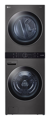 LG 5.2 Washer/7.4 Dryer Cu. Ft. Front-Load High-Efficiency Steam Washtower™ - Black Steel - WKGX201H…