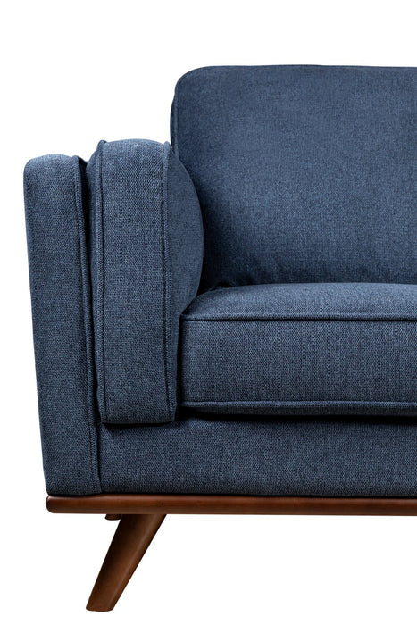 Kort & Co. Kassia 65.4\" Linen-Look Fabric Loveseat with Wood Base and Legs - Blue