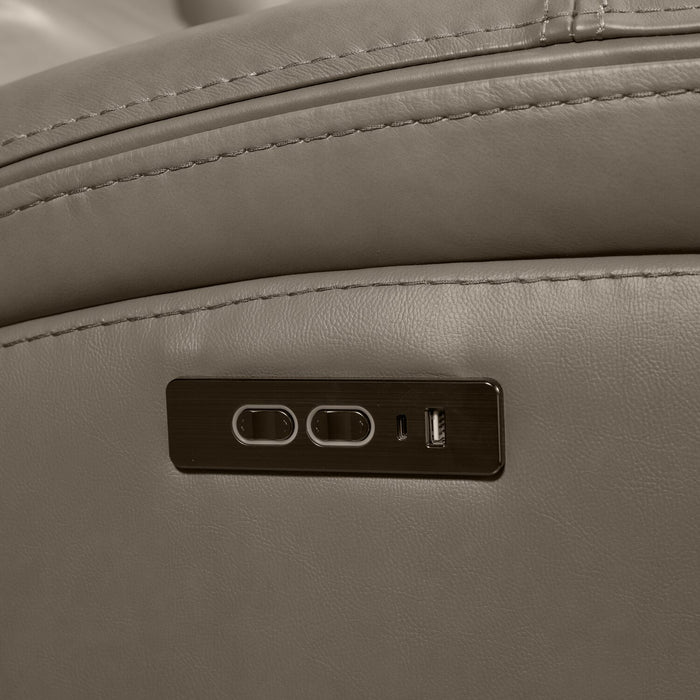 Scott Living Prescott 88.5\" Genuine Leather Power Reclining Sofa with Power Headrests - Grey