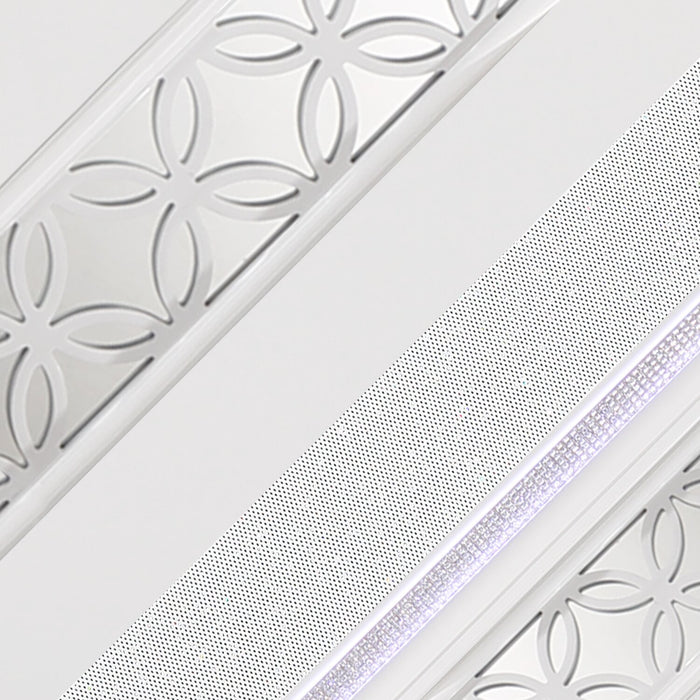 Ava Panel Bed with Headboard & Frame, LED, Glam, White - King Size