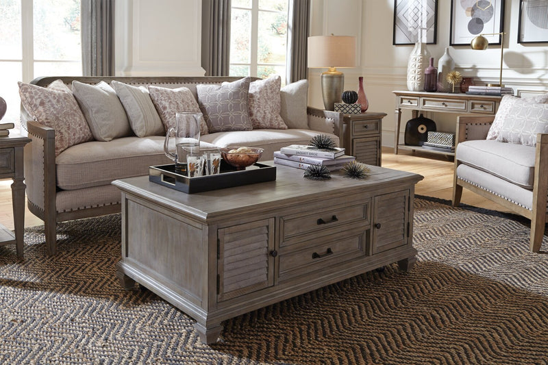 Lancaster 50\" Traditional Lift Top Coffee Table with Storage and Casters - Grey and Bronze Pine
