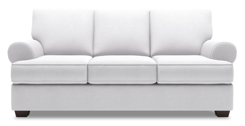 Made in Canada Customizable Sofa Lab Roll 86\" Linen-Look Fabric Sofa Bed with Rolled Arms - Pax Ice White