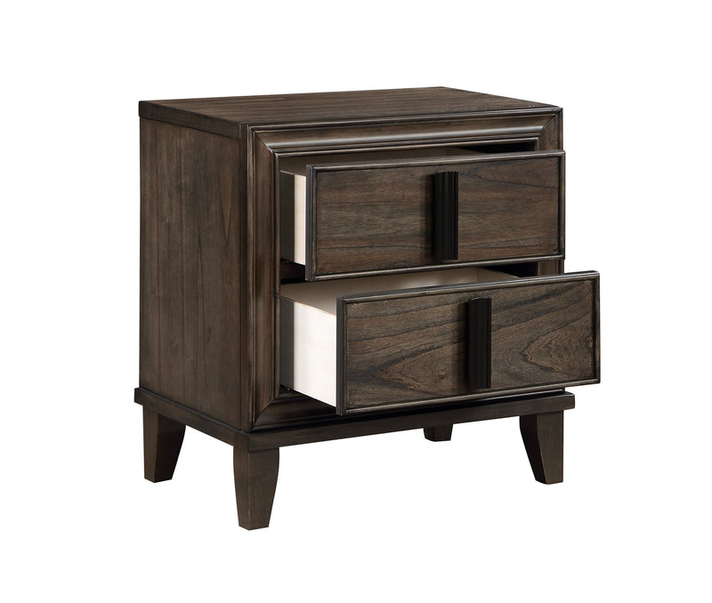 Kane 6pc Bedroom Set with Storage Bed, Dresser, Mirror & Nightstand, Vegan Leather, Brown - Queen Size