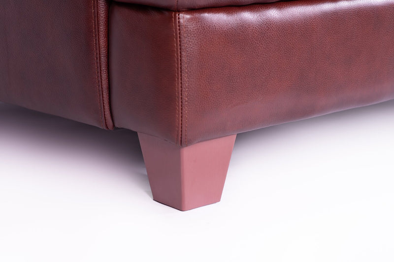 Chateau d’Ax Vita 70\" 100% Genuine Leather Loveseat with Diamond Pattern Stitching and Wood Legs - Brown