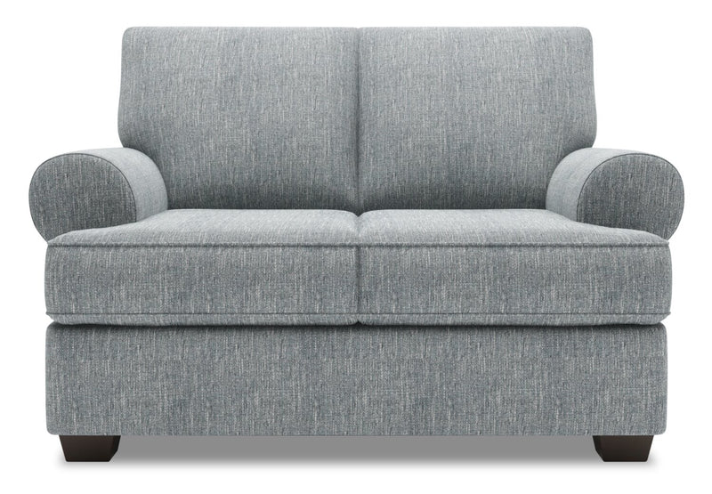 Made in Canada Customizable Sofa Lab Roll 64\" Linen-Look Fabric Loveseat with Rolled Arms - Luna Pewter Grey