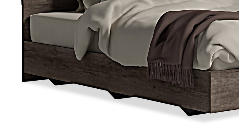 Gino Panel Bed with Headboard & Frame - Made in Italy, Modern, Brown - Queen Size