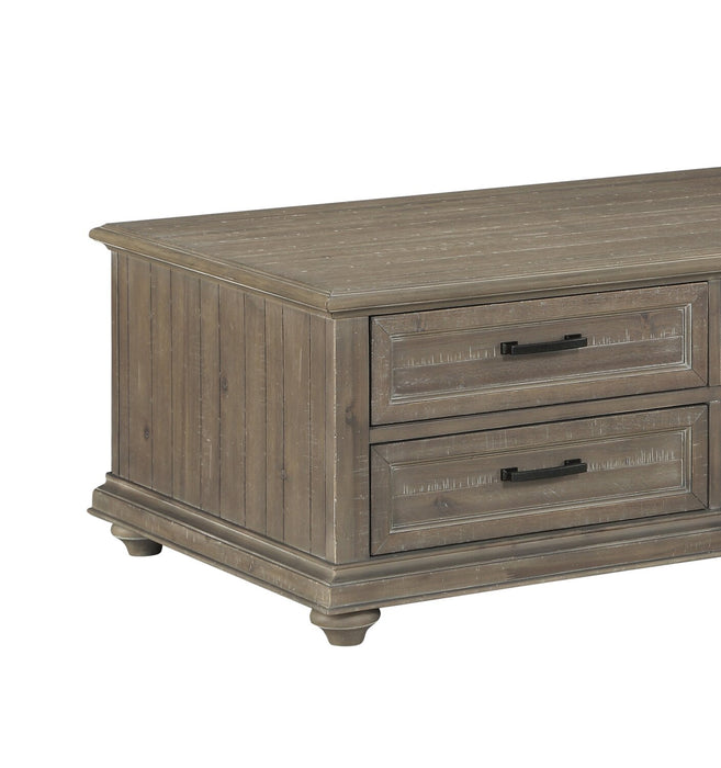 Winston 48\" Rustic Coffee Table with Storage - Light Brown with Driftwood Finish
