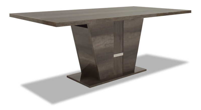Gino Dining Table with 63-86\"W Extension - Made in Italy, Pedestal Base, Modern - Brown