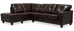 Made in Canada Addison 2-Piece Left-Facing Leather-Look Fabric Sectional with Removable Seat Cushions - Brown