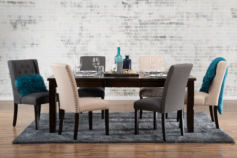 York Wing-Back Dining Chair with Linen-Look Fabric, Button Tufted - Taupe